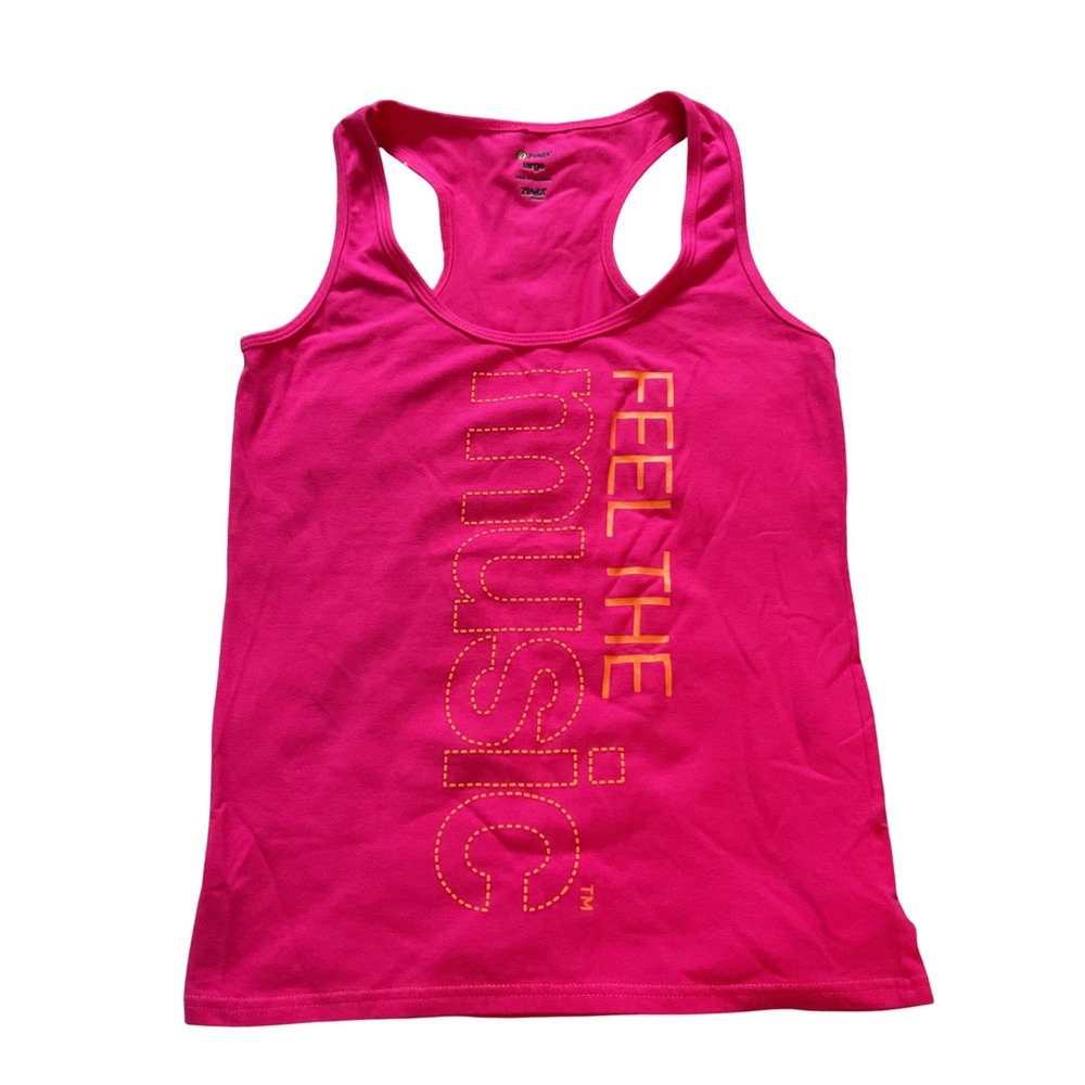 Zumba Fitness Womens Feel The Music Racerback Tank Top Pink Large